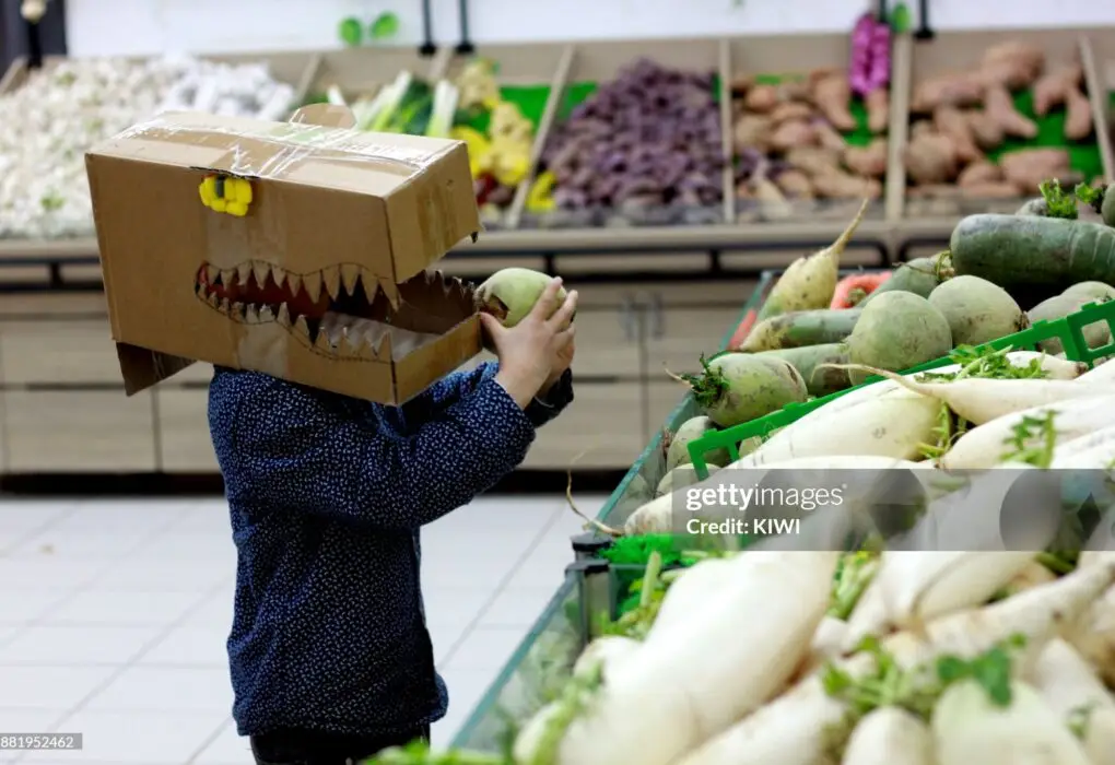 OKTÓBER 16. – Egy világnap ami az ételről szól, hogy felhívja a figyelmet arra, milyen sokan éheznek a világon. This is a dinosaur mask that I and my son used to do with scrap cardboard boxes. My son loved it and wears it all day. (The mother of a child is the photographer herself )